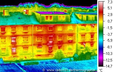 Mehrfamilienhäuser (in Jülich)- Infrarotaufnahme / Wärmebild / Thermografische Aufnahme) - Wärmebildkamera: Impac IVN 770P