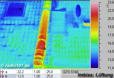 picture: pipe on a roof (thermographic image)